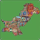 Jitipozy Truck Art Einzigartiger Stil Desi Touch – Pakistan Karte innerhalb Pakintani TruckArt Kulturposter Metallschild 30,5 x 30,5 cm lustig für Heimmann Höhle Garage Wanddek