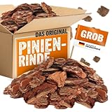 Pinienrinde grob 20-40mm - 125L Pinienmulch - Hochwertiger Rindenmulch farbig aus Mittelmeerkiefer - Dekorativer Rindenmulch Pinie mit angenehmen Duft - Besserer Luft & Wasserhaushalt im E