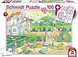 Schmidt Spiele Puzzle 56329 Bei den Märchenprinzessinnen, inklusive Glitzersticker, Kinderpuzzle, 100 Teile, b