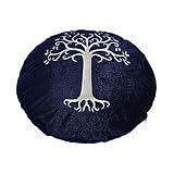 Elbenwald Herr der Ringe Kissen Der Weiße Baum von Gondor Motiv Stickerei rund Ø 43 cm Samt b