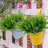 VaryFloral 10 Stück Kunstpflanzen Wie Echt Farn Künstliche Pflanzen für Draußen Grün Plastikpflanzen Büsche und Sträucher Kunstpflanzen Wetterfest Farn Künstlich für Wohnzimmer Küche Balkon Dek