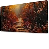 Gaming Mauspad XXL, Mousepad 1400x700x4mm, Anlageschreibtisch unterlage groß, Mit Nähten, rutschfeste Gummibasis, Wasserdicht und langlebig Tastatur unterlage Treppe, Geeignet für Familien L-0