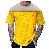 T-Shirt für Herren, Oktoberfest, lustiges T-Shirt mit Bierdruck zum Feiern, Deckel in Bierfarbe, Oktoberfest-Kleidung, locker und bequem, Rundhalsausschnitt, gelb, M