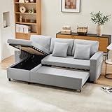 ZYLOYAL10 Sofas mit Schlaffunktion, modernes Design, Polstermöbel, Schlafsofas mit Stauraum, Wohnzimmersofas mit Chaiselongue, Ecksofas (Hellgrau)