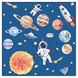 Little Deco Wandsticker Wandtattoo Kinderzimmer Jungen Weltall Raumschiff Wandaufkleber Sonnensystem Planeten Raketen Wandbild Sonne Kinder Sterne DL701-1
