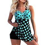 Topassion Tankini Damen Zweiteiliger Badeanzug Push-Up Swimwear Bauchweg Tankini Set mit Bedrucktem Top und Schwimmshorts Beachw