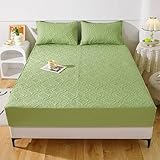 Spannbettlaken für Boxspringbett (90x200cm) mit Blumen Muster Bettbezug Blau Bettw