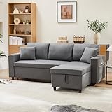 ZYLOYAL10 Sofas mit Schlaffunktion, modernes Design, Polstermöbel, Schlafsofas mit Stauraum, Wohnzimmersofas mit Chaiselongue, Ecksofas (Grau)