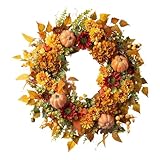 Herbstdeko Gold 45 cm Haustür Pfingstrosen Kürbiskranz Saisonale Blumen Halloween Wohnzimmer Outdoor Türkranz Fensterdeko Hängend Erntedankfest Ernte Dekorationen Wand Party D