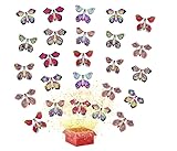 SENLEEREE 25 Stück Magische Fliegende Schmetterling Spielzeug, Wind Up Butterfly Karte mit Gummiband, Magic Flying Butterfly Toy (Zufällige Farbe)