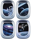 KAIRNE 3D Planet Wandtattoo,Astronaut Wandtattoo für Kinderzimmer Jungen,3D Bullauge Wandsticker,Weltall Wandaufkleber Jugendzimmer,Galaxis Universum Wandbild für Schlafzimmer Teenager Wohnzimmer Dek
