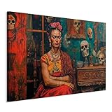 murando - Wandbilder XXL Leiwand Frida Kahlo 120x80 cm 1 tlg - Wand Deko Leinwand Bilder Groß Wanddeko Wohnzimmer Schlafzimmer Kunstdrucke - Reproduktion der Frau im Raum h-H-10051-b