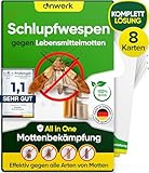 anwerk® Schlupfwespen gegen Lebensmittelmotten - 8 Karten (2 Karten à 4 Lieferungen) - Effektiv Lebensmittel Motten bekämpfen - Alternative zur Mottenfalle, Mottenspray,