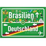 DankeDir! Brasilien Deutschland Ortsschild - Schild 30 x 20 cm - Geschenk Idee Gutschein Reise Urlaub Reisegutschein Männer & Frauen Geldgeschenk Abschiedskarte Geschenkidee Dek