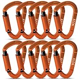 FVW 10 Stück robuste Kletterkarabiner, 25 kN, automatische Verriegelung für Hängematten, Schaukel, Verriegelung von Hundeleine und Geschirr, Camping, Wandern & Utility (Orange)