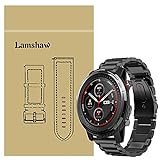 LvBu Armband Kompatibel mit Amazfit Stratos 3, Classic Edelstahl Uhrenarmband für Amazfit Stratos 3 Smartwatch (Schwarz)