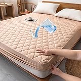 Spannbettlaken Wasserdicht 120x200cm Dunkelgrau Superweiches Mikrofaser Boxspringbett Matratzenschoner Baumwollfüllung passend für Matratzen bis 30 cm Hö