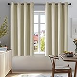 Deconovo Vorhang Blickdicht mit Kälteschutz Gardinen Kinderzimmer Verdunkelungsvorhang Kälteschutz, 138x117cm(HöhexBreite), Beige, 2er S