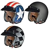 RC-583 Jethelm Motorradhelm Chopper Jet Motorrad Roller Bobber Helm rueger, Größe:S (55-56), Farbe:F