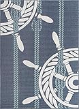 Unique Loom Outdoor Coastal Collection Teppich – Helm (2,7 x 3,6 m, rechteckig, Marineblau/Elfenbein)