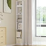 Hzuaneri Bücherregal, 6-Tier Bücherschrank, Würfelregal, Modernes offenes Regal aus Holz, Aufbewahrungsregale und Präsentationsregale für Wohnzimmer, Home Office, Schlafzimmer, Weiß BC09603X