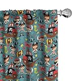 ABAKUHAUS Pirates Vorhänge, Gardinen, Retro Kids Adventure, Fensterbehandlungen für Wohnzimmer Schlafzimmer Dekor, 2 Stück 75 cm b x 175 cm h, Mehrfarbig