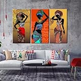 HIPWST Afrikanische Frauen In Bunten Kleidern Poster Traditionelle Afrikaner Ethnische Mädchen Wandkunst Bild Druck Leinwand Malerei 20x40cmx3 R