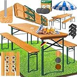 KESSER® Bierzeltgarnitur 3 teilig Gartenmöbel-Set | Klappbar 170 x 46 x 75cm | 2X Bierbänke 1x Biertisch | Festzeltgarnitur Biertisch Stehtisch Sitzgarnitur Holz 12x B