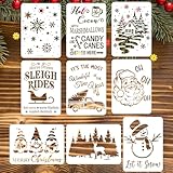 JIEYAO 9 Stück Weihnachten Schablonen, Zeichenschablonen Malschablonen aus Kunststoff Wiederverwendbar Plastik Vorlage Schneespray Fenster Schablonen zum Malen Wand Scrapbooking DIY Geschenkk
