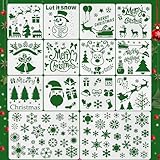 BETESSIN 14pcs Schablonen Weihnachten Zeichenschablonen Malschablonen Kunststoff Schneespray Fenster Schablonen zum Malen Plastik Vorlage für Wand Scrapbooking DIY Kartenbasteln Fotoalb