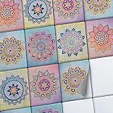 CREATISTO Fliesenfolie Fliesenaufkleber Mosaikfliesen - Aufkleber Folie für Fliesen I Stickerfliesen - Mosaikfliesen für Küche, Bad, WC Bordüre (20x25 cm I 48 -Teilig)